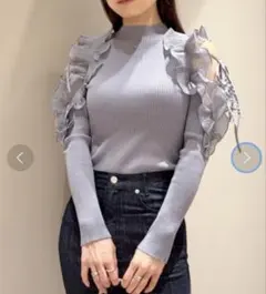 SNIDELプリーツフリルスリーブニットプルオーバー