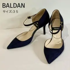 極美品　BALDAN イタリア製 スエード アンクルパンプス 35 ネイビーのサムネイル