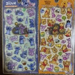スティッチ＆くまのプーさん　プチドロップステッカー　2枚セット　正規品