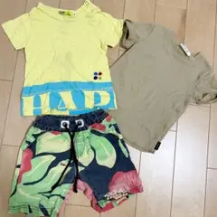90cm ベビー服　半袖上下　まとめ売り　3点セット　男の子　partypart