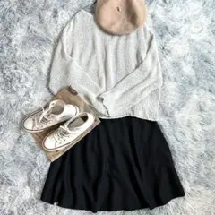 【COMME CA ISM】フレアスカート Mサイズ ひざ丈 黒