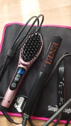 ブラシヘアアイロン・ストレートヘアアイロンのセット