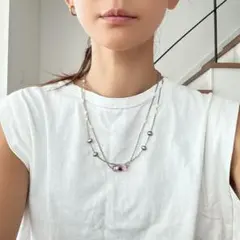 【新品美品】シルバーベネチンアンガラス　チェーンネックレス