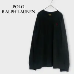 ポロラルフローレン 長袖カットソー ロンT XL ブラック ワンポイント