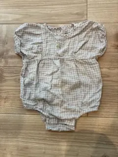 Natural Basic Style ベビー ロンパース ベージュチェック