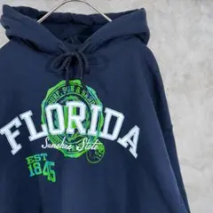 00s カレッジ【GILDAN】 フロントロゴ 古着 パーカー L ネイビー