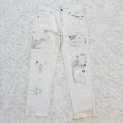 ポロラルフローレン スキニー クロップパンツ デニム ダメージ加工 ホワイト