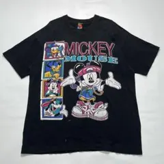 90s ディズニー ビンテージTシャツ XL相当 黒 ストリート ○8969B