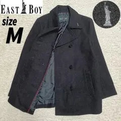 【美品】EASTBOY イーストボーイ ピーコート ダークグレー ロゴ刺繍 9号