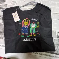 D.KELLY ウサギ刺繍エコバッグ ブラック　М