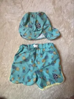 プティマイン　パイナップル柄 ベビー水着セット 95cm未満