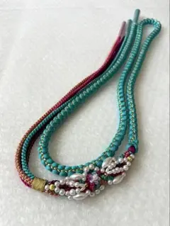 d54 美品 振袖用 正絹 帯締め 青緑
