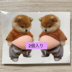 お腹プニプニシール 柴犬 3Dシールステッカ 1個セット（2個入り）