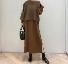 グローバルワーク　5WAYベストニットワンピース　　ブラウン　フリーサイズ