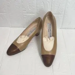 レディース　パンプス　バイカラー　5 1/2(22.5cm) ベージュ