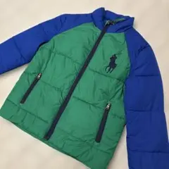 ラルフローレン ダウン　サイズ7 130cm ジャンバー　ビッグポニー　青緑