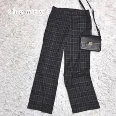 セオリー チェック柄 スラックス 日本製 ワイドパンツ theory