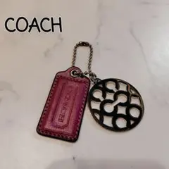 COACH バーガンディ レザー バッグチャーム キーホルダー