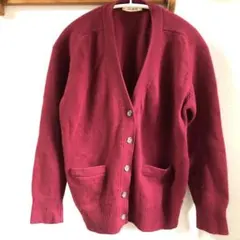Lee Sophy レディースカーディガン　ワインレッド色 M 毛100%