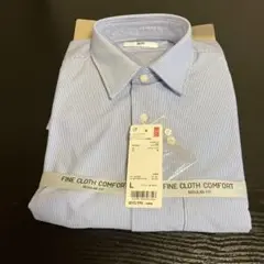 新品　UNIQLO ファインクロスストライプシャツ Lサイズ ブルー