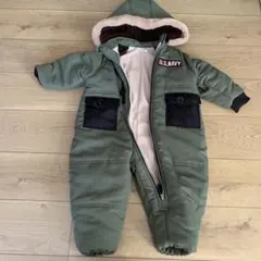 値下げ！！NAVYフード付きベビー ロンパース オリーブグリーン 90cm