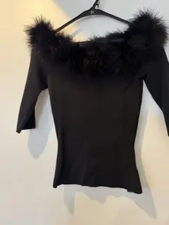 Saint Laurent フェザー付き 長袖トップス ブラック Sのサムネイル