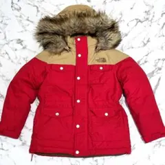 美品✨️ザノースフェイス ファーダウンジャケット キッズ 120 レッド 赤