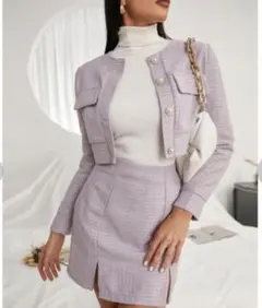 SHEIN ツイード クロップジャケット & スカート