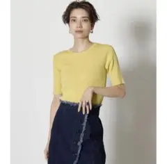 AZUL BY MOUSSY HALF SLEEVE RIB KNIT TOPS