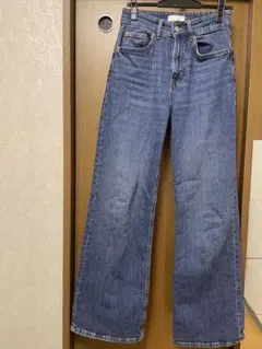 H&M ワイドデニム　インディゴ ワイドレッグデニムパンツ美品