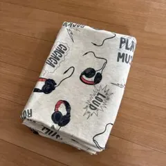 미사용 1m puriri ニット生地 ヘッドホン柄