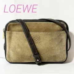 希少】LOEWE ロエベ ショルダーバッグ アナグラム スエード レザー 茶