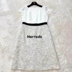 Harrods ツイードドッキングワンピース 半袖 アイボリー Mサイズのサムネイル