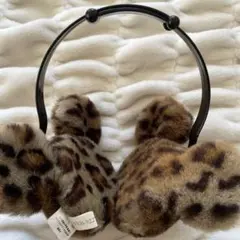 ディズニー ミッキー 豹柄 ヒョウ柄 イヤーマフ 耳当て ランド シー 美品