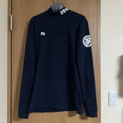 パーリーゲイツ ハイネック 長袖 L ボーダー　ネイビーブラック