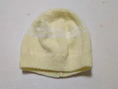 淡い黄色のストライプニット帽子　ハンドメイド　赤ちゃん用