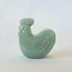 20%OFF!　にわとり　青磁　置物　陶磁器　爪楊枝入れ　可愛い　鶏　ニワトリ