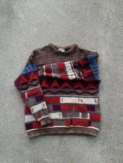 古着　幾何学模様 3D ニットセーター