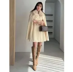 【新品未使用】 eimy istoire フェイクファーカラーマントコート