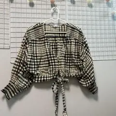 ZARA クロップドシャツ 黒白チェック