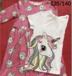 ☆H&M☆新品　ユニコーンワンピース&Tシャツ♡2枚セット♡135/140