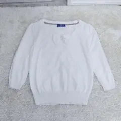 BURBERRY BLUE LABEL リボン　刺繍　七分袖　ニット　38