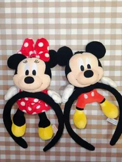 【廃盤激レア品】ミッキー・ミニー ぬいぐるみ付きカチューシャ ペアセット