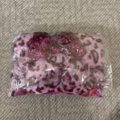 ピンクヒョウ柄フリースリボン