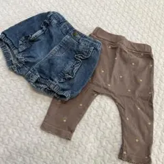 tete a tete*たんぽぽ柄レギンス＆デニムパンツ2点セット80cm