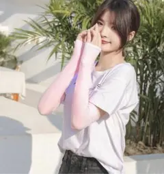 アームカバー ピンク　接触冷感 日焼け防止　夏　新品未使用