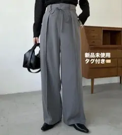 CAPRICIEUX LE'MAGE ピンタックリボンパンツ グレー 38