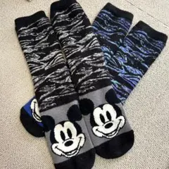 Disney ミッキー柄 スキー スノーボード 厚手ロングソックス ジュニア