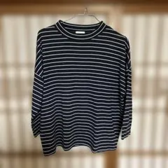 ストライプ柄五分袖カットソー