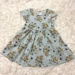 花柄ワンピース グリーン×フラワー 半袖ワンピース 130 フレアワンピース